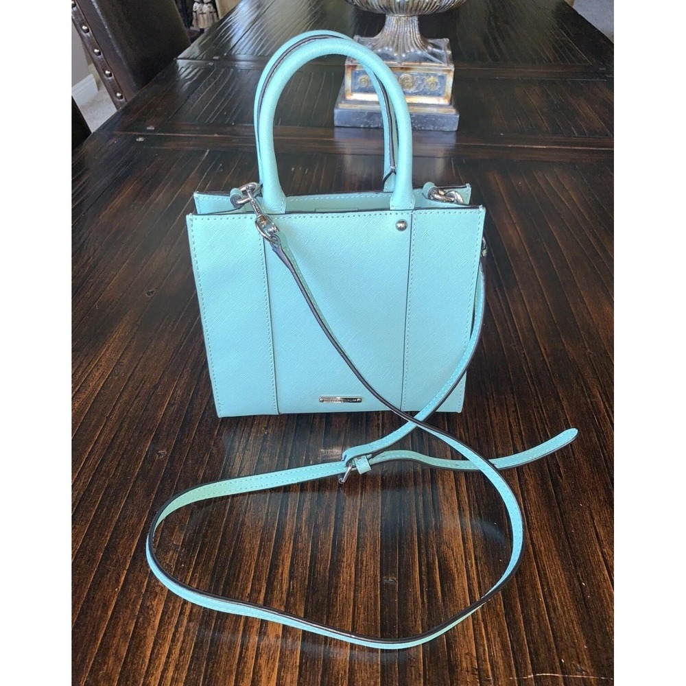 Rebecca Minkoff Bag Womens Small Mint Blue Saffiano‎ Leather Crossbody Tote